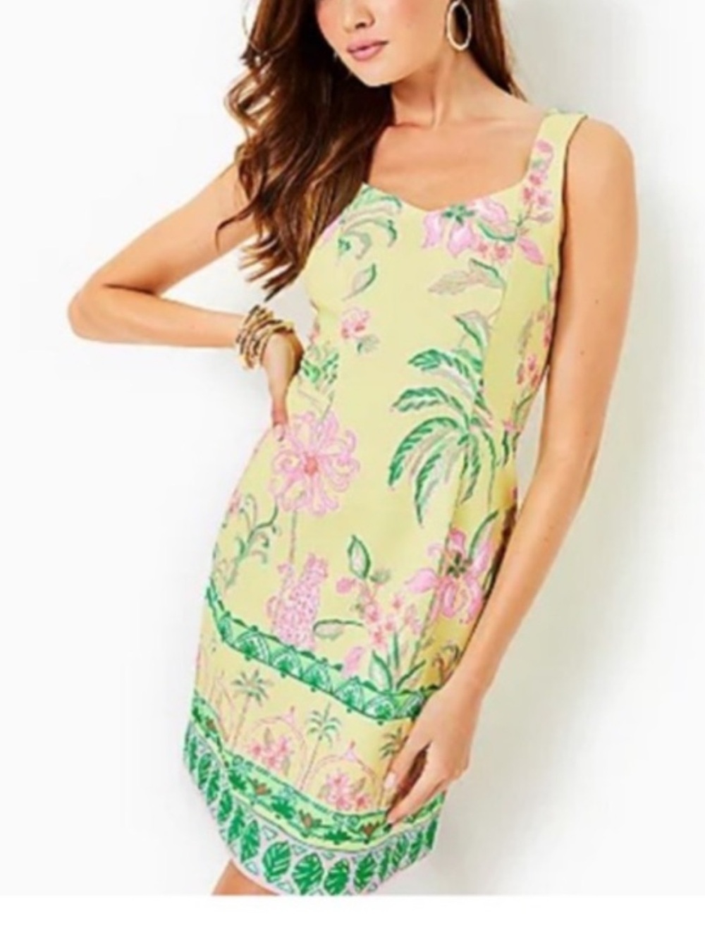 Lilly Pulitzer Yellow Floral Sleeveless Shift Dress